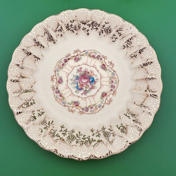 VINTAGE 6 SAUCERS FROM TROJAN by SEBRING-TOLEDO DELIGHT - 22K GOLD & PINK ROSE, - Picture 7 of 9